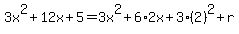 3x%5E2%2B12x%2B5=3x%5E2%2B6%2A2x%2B3%282%29%5E2%2Br