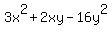 3x%5E2%2B2xy-16y%5E2