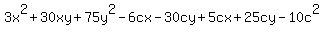 3x%5E2%2B30xy%2B75y%5E2-6cx-30cy%2B5cx%2B25cy-10c%5E2
