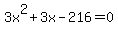 3x%5E2%2B3x-216+=+0