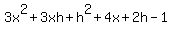 3x%5E2%2B3xh%2Bh%5E2%2B4x%2B2h-1