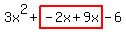 3x%5E2%2Bhighlight%28-2x%2B9x%29-6