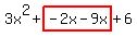 3x%5E2%2Bhighlight%28-2x-9x%29%2B6