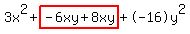 3x%5E2%2Bhighlight%28-6xy%2B8xy%29%2B-16y%5E2