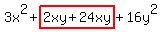 3x%5E2%2Bhighlight%282xy%2B24xy%29%2B16y%5E2