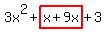 3x%5E2%2Bhighlight%28x%2B9x%29%2B3