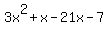 3x%5E2%2Bx-21x-7