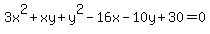 3x%5E2%2Bxy%2By%5E2-16x-10y%2B30=0
