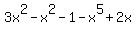 3x%5E2+-+x%5E2+-+1+-+x%5E5+%2B+2x