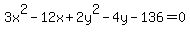 3x%5E2-12x%2B2y%5E2-4y-136=0