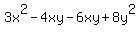 3x%5E2-4xy-6xy%2B8y%5E2