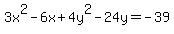 3x%5E2-6x%2B4y%5E2-24y=-39