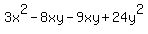 3x%5E2-8xy-9xy%2B24y%5E2