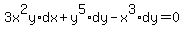 3x%5E2y%2Adx+%2B+y%5E5%2Ady+-+x%5E3%2Ady+=+0