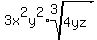 3x%5E2y%5E2%2Aroot%283%2C4yz%29