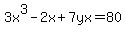 3x%5E3-2x%2B7yx=80