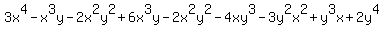 3x%5E4-x%5E3y-2x%5E2y%5E2%2B6x%5E3y-2x%5E2y%5E2-4xy%5E3-3y%5E2x%5E2%2By%5E3x%2B2y%5E4