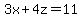 3x+%2B+4z+=+11