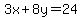 3x+%2B+8y+=24