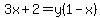 3x+%2B2+=+y%281-x%29