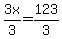 3x+%2F3++=+123%2F3