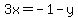 3x+=+-1+-+y