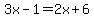 3x-1=2x%2B6