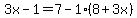 3x-1=7-1%288%2B3x%29