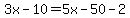 3x-10=5x-50-2