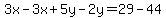 3x-3x%2B5y-2y=29-44