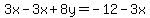 3x-3x%2B8y=-12-3x