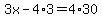 3x-4%2A3=4%2A30