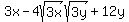 3x-4sqrt%283x%29sqrt%283y%29%2B12y
