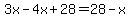 3x-4x%2B28=28-x