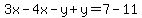 3x-4x-y%2By=7-11