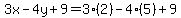 3x-4y%2B9=3%282%29-4%285%29%2B9