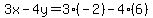 3x-4y=3%2A%28-2%29-4%286%29