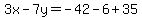 3x-7y=-42-6%2B35