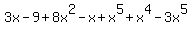 3x-9%2B8x%5E2-x%2Bx%5E5%2Bx%5E4-3x%5E5