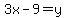 3x-9=y