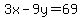 3x-9y=69
