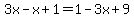 3x-x%2B1=1-3x%2B9