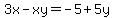 3x-xy+=+-5%2B5y