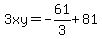 3xy=-61%2F3%2B81