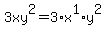 3xy%5E2=3%2Ax%5E1%2Ay%5E2