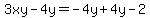 \"3xy-4y=-4y%2B4y-2\"