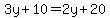 3y%2B10=2y%2B20