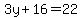 3y%2B16=22