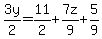 3y%2F2=11%2F2%2B7z%2F9%2B5%2F9