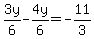 3y%2F6-4y%2F6=-11%2F3